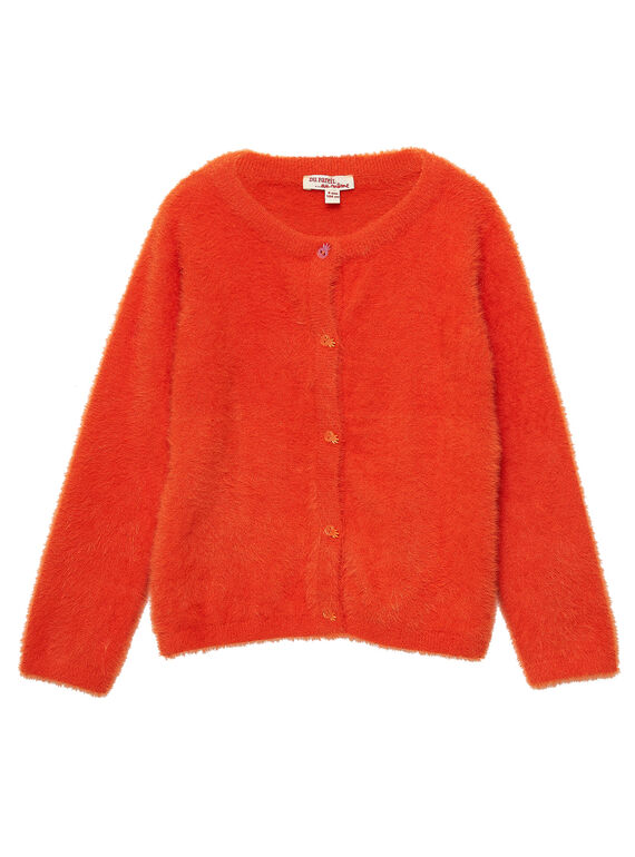 Cardigan Orange en maille plume JAVICAR / 20S901D1CAR406