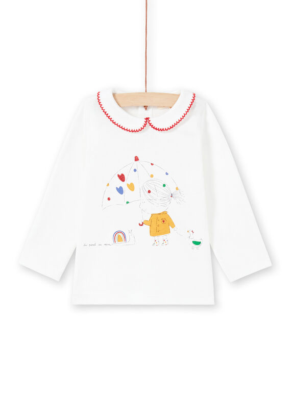 T-shirt écru bébé fille MIMIXBRA / 21WG09J1BRA001