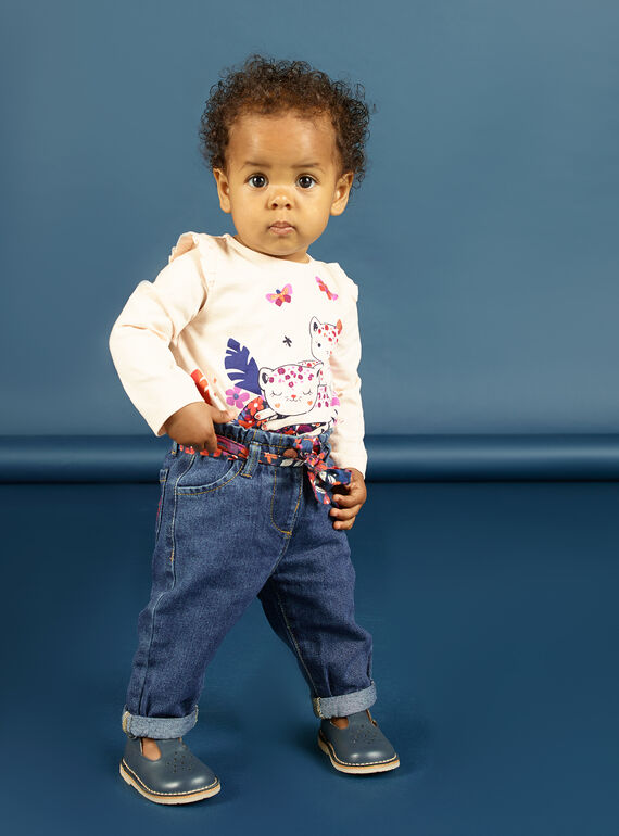 Jean et ceinture à imprimé fleuri bébé fille MIPAPAN / 21WG09H2PANP274