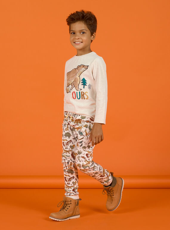 Jogging beige chiné imprimé animalier enfant garçon MOSAUJOG / 21W902P1JGBA013