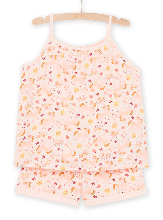 Pyjama rose poudré à imprimé licornes et fantaisie REFAPYJGAZ / 23SH11H7PYJD327