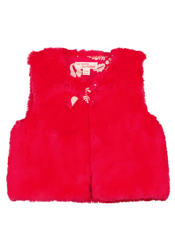 Cardigan reversible en fausse fourrure layette fille GINOCAR / 19WG09V1CARF521
