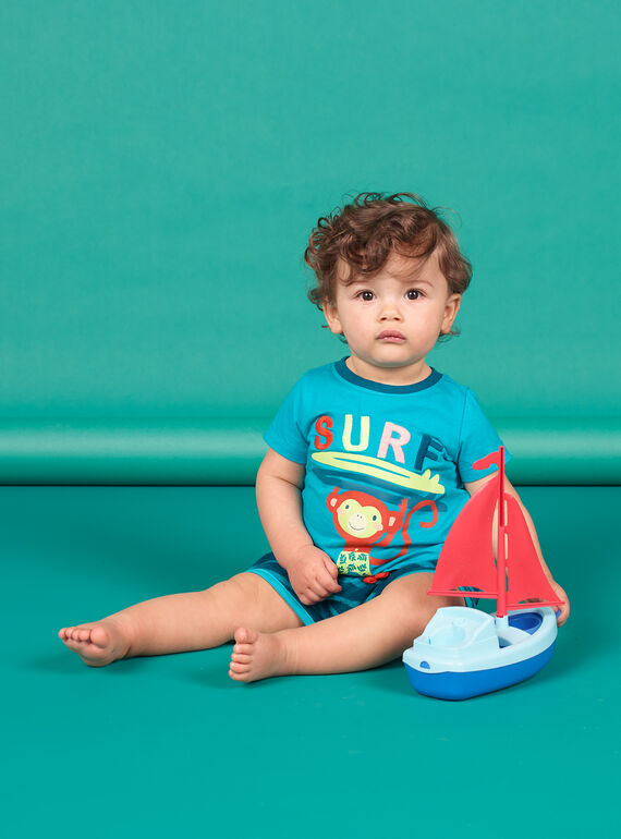 Ensemble de plage bleu et turquoise bébé garçon LUPLAENS2 / 21SG10T1ENS202