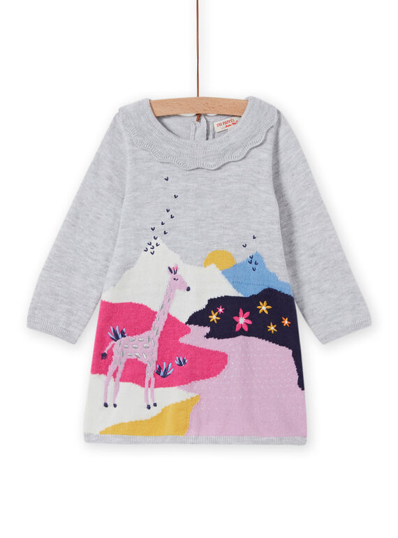 Robe en maille motif fantaisie bébé fille MIPLAROB2 / 21WG09O2ROBJ920