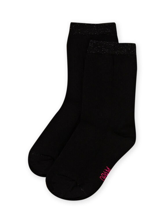Chaussettes mi-hautes noir enfant fille MYAESCHO4 / 21WI01E1SOQ090
