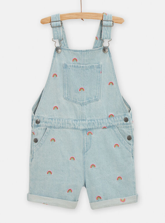 Salopette en denim clair détail broderie pour fille TACLUSAC / 24S901O1SACP272