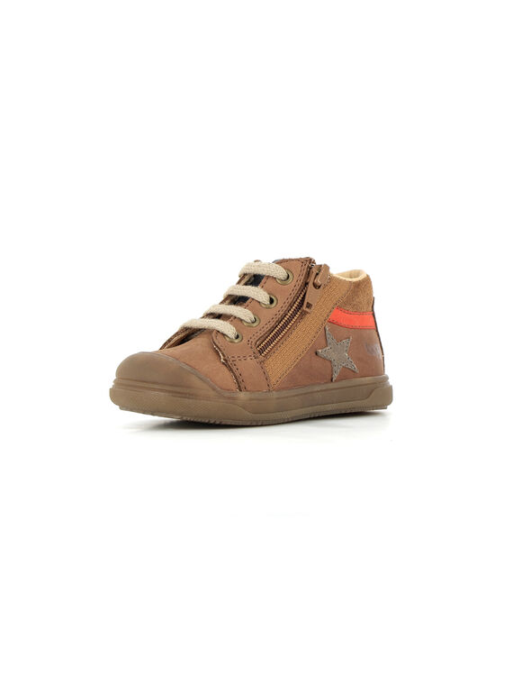 Basket montante cuir camel avec capot avant BOPY® PUBASETOIL / 22XK3882D3Q804