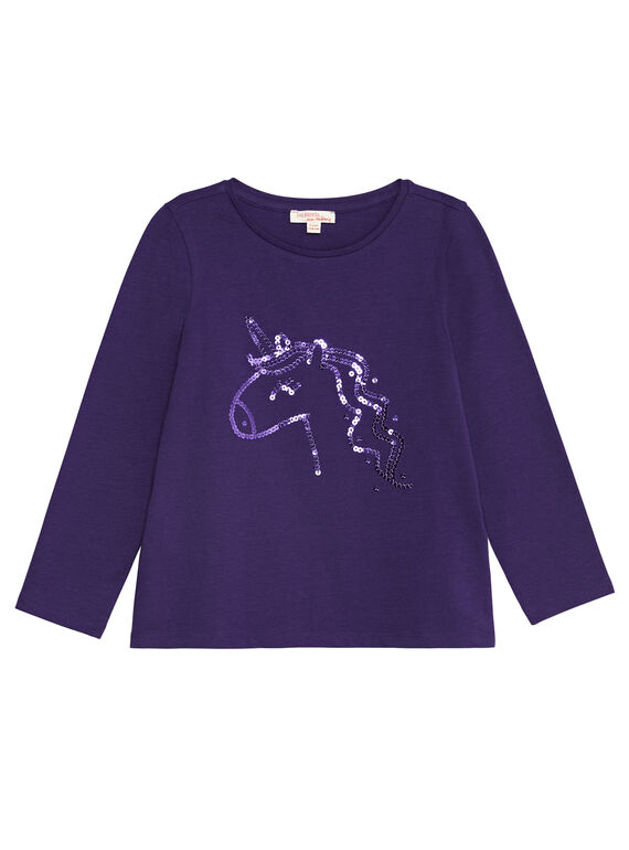 T-shirt manches longues,  licorne en sequins ton sur ton KAJOTEE4 / 20W90132D32711