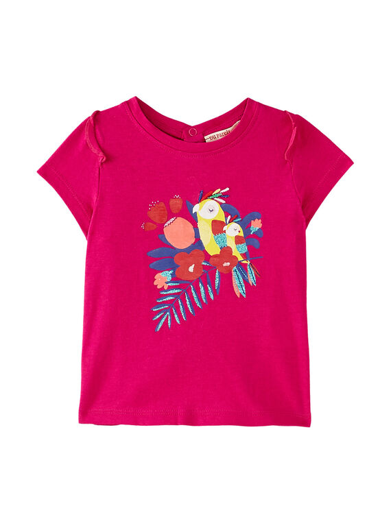 Tee shirt manches courtes fushia bébé fille JIMARTI / 20SG09P1TMC310