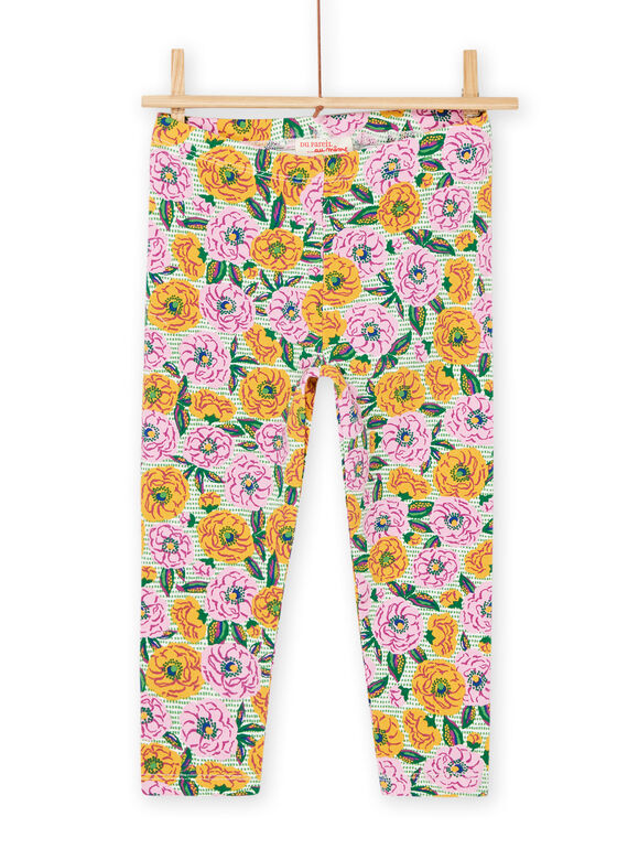 Legging vert et rose à imprimé fleuri RYAEXOLEG / 23SI01V1CAL001