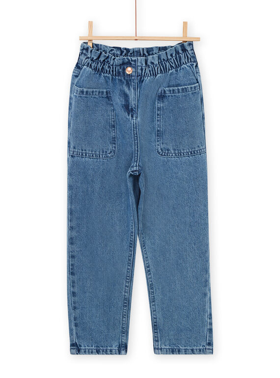 Jean paper bag à taille élastiquée PAMOJEAN / 22W901N1JEAP274