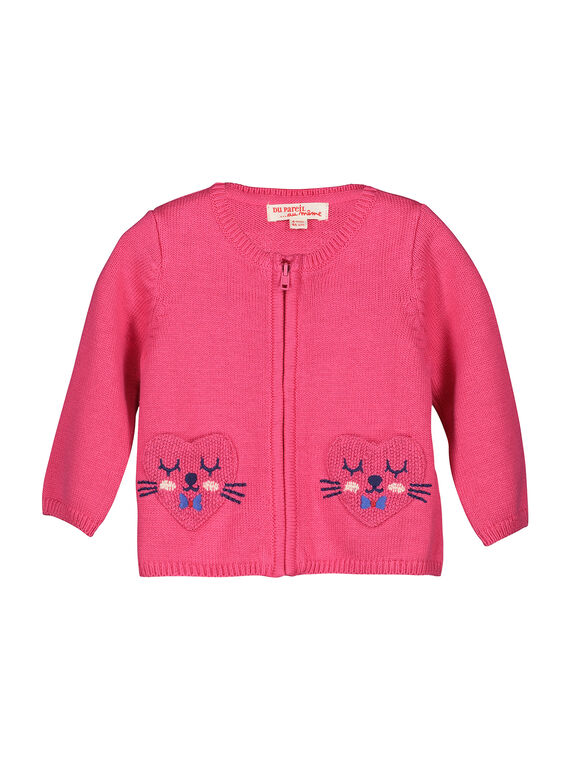 Gilet en maille zippé bébé fille FICOCAR2 / 19SG0982CAR030