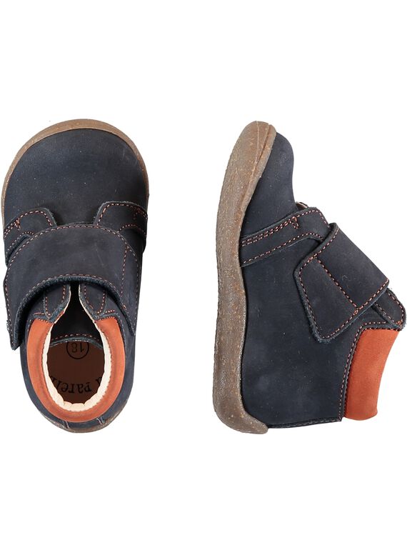 Bottilon cuir nubuck marine bébé garçon GBGBOTIHER / 19WK38I4D0F070
