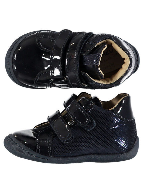Bottillon flexible cuir vernis marine bébé fille GBFBOTIFLEV / 19WK37I3D0F070
