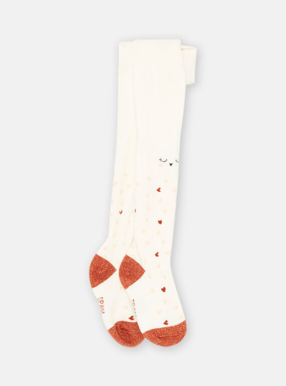 Collants écrus à motifs hiboux pour bébé fille SYIJOCOL6 / 23WI09N5COL001