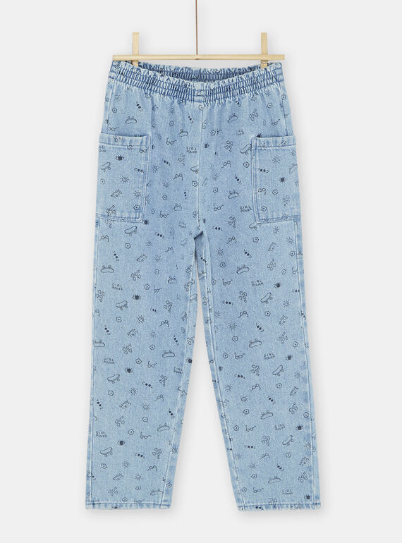 Jean imprimé graffiti pour fille SALINPANT / 23W901H1PANP274