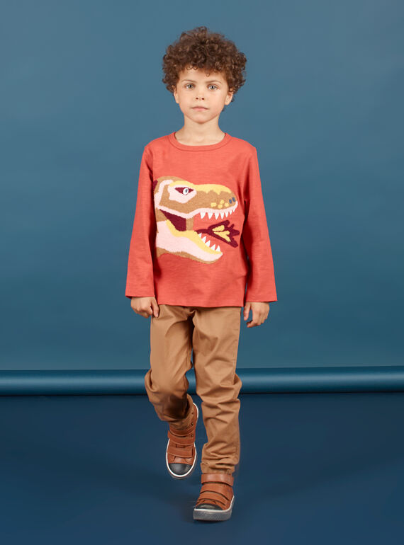 Pantalon marron clair enfant garçon MOPAPAN / 21W902H1PANI802