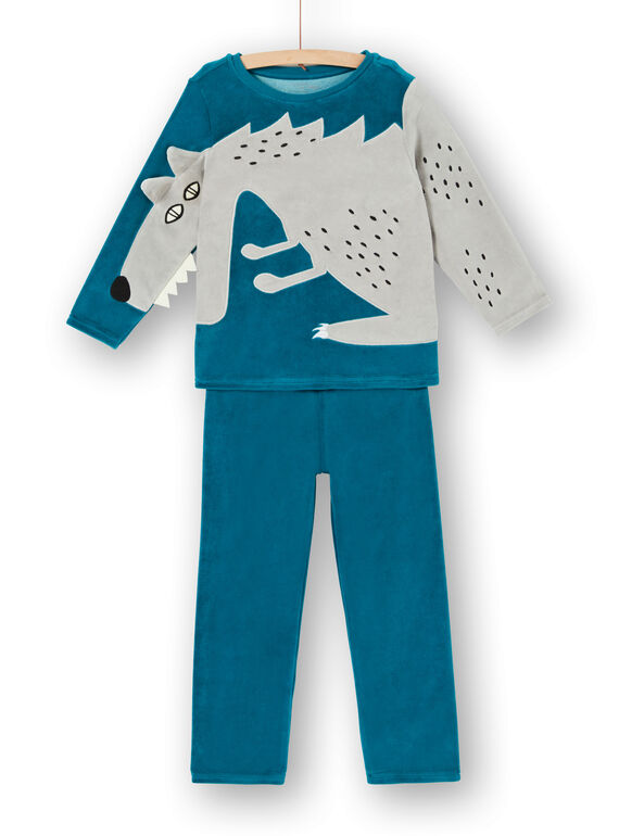 Pyjama enfant garçon en velours animation loup LEGOPYJLOU / 21SH1214PYJ209