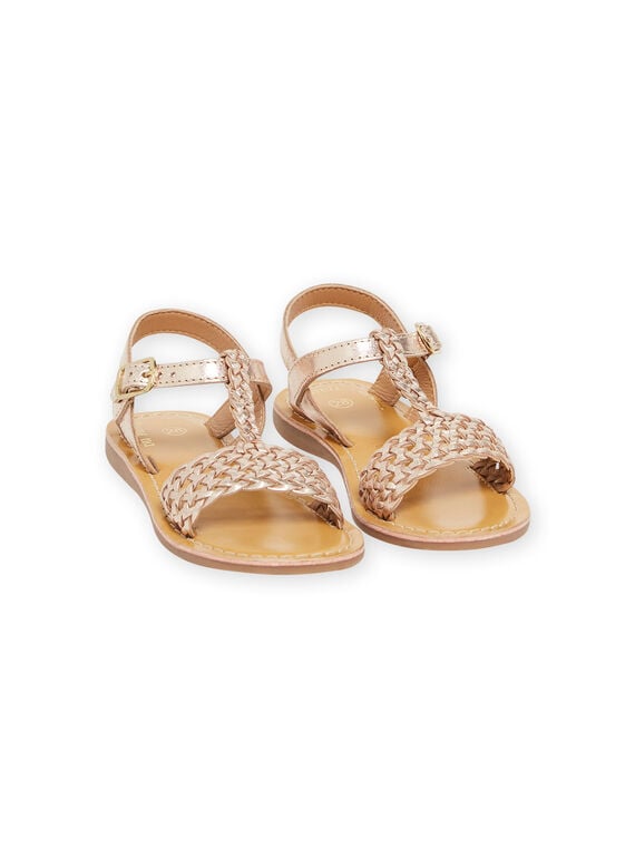 Sandales à effet tissé dorées enfant fille NASANDALICIA / 22KK3541D0E954