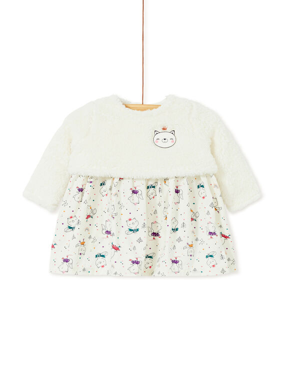 Robe 2 en 1 blanche fausse fourrure bébé fille KILUENS / 20WG09P1ENS001