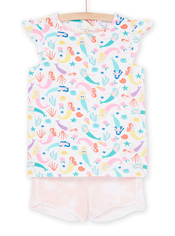 Pyjama blanc et rose à imprimé sirènes et fonds marins REFAPYJMER / 23SH11H6PYJ000