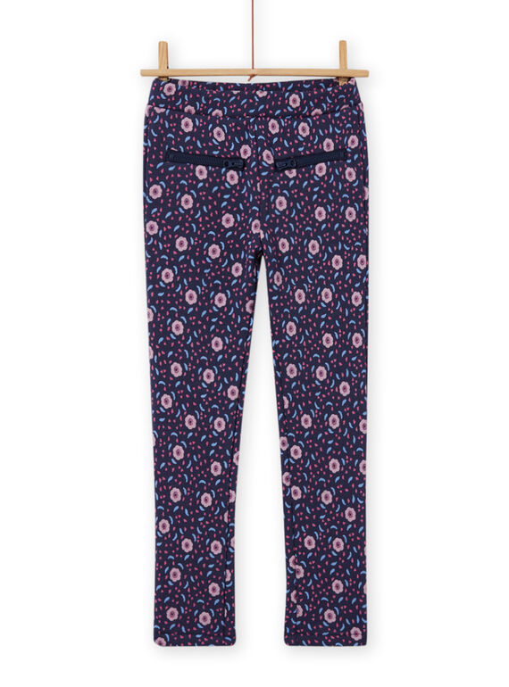 Pantalon bleu imprimé fleuri enfant fille MAPLAPANT1 / 21W901O1PANC202