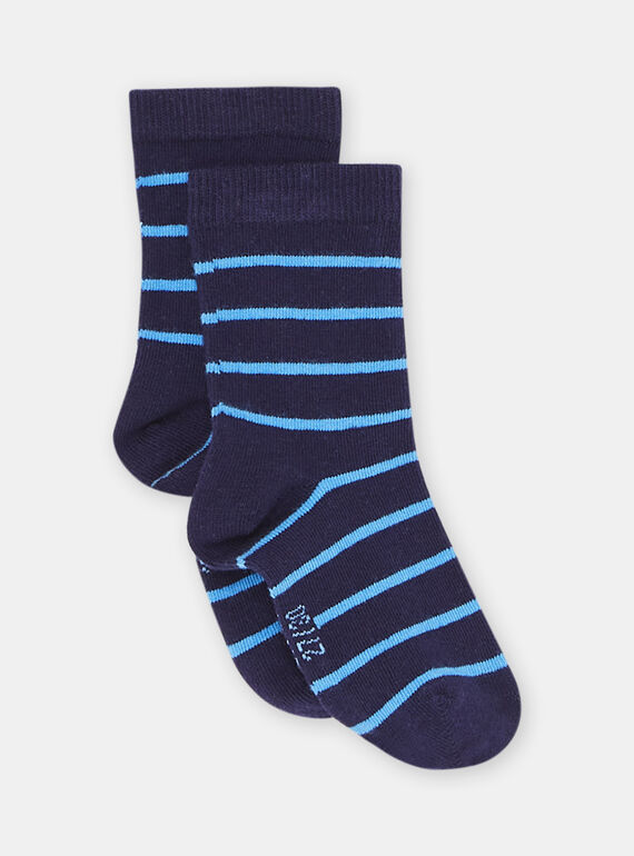 Chaussettes turquoise à imprimé à rayures garçon SYOJOCHOR4 / 23WI02B6SOQC217