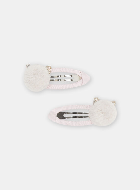 2 barrettes roses oreilles de chat fille SYAJOCLIP6 / 23WI018BBRTD322