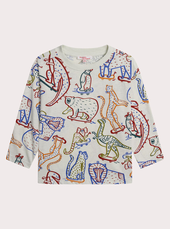 T-shirt manches longues écru imprimé en jersey flammé  XOJATEE1 / 25W902M1TML614