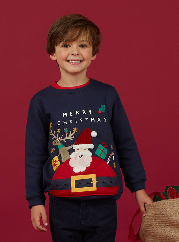 Sweat de Noel bleu marine enfant garçon : achat en ligne - Pull