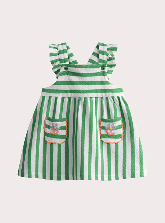 Robe écrue rayée à bretelles pour bébé fille WIFIROB2 / 25SG0951ROBA001