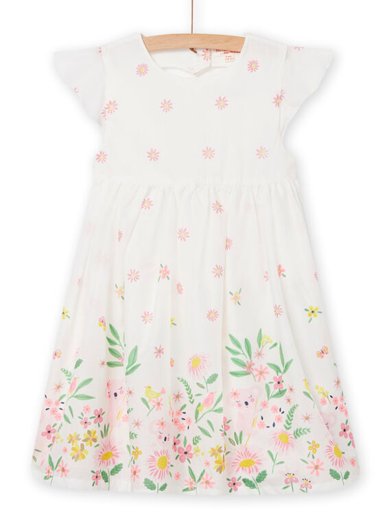 Robe écrue à imprimé fleuri enfant fille NASOROB4 / 22S901Q1ROB001