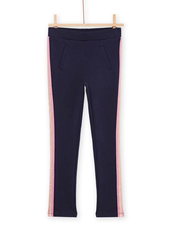 Pantalon souple bleu marine avec bande en Lurex® PAJOMIL1 / 22W901D3PAN070