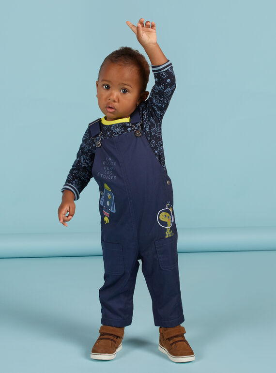 Salopette bleu foncé à motifs espace bébé garçon MUPLASAL / 21WG10O1SALC243