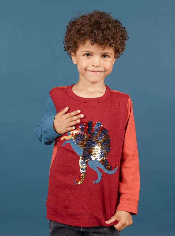 T-shirt rouge et bleu marine enfant garçon MOPATEE3 / 21W902H1TML719