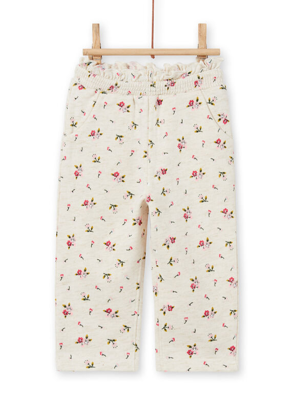 Jogging beige à imprimé fleuri bébé fille MIKABAJOG / 21WG09I1JGBA011