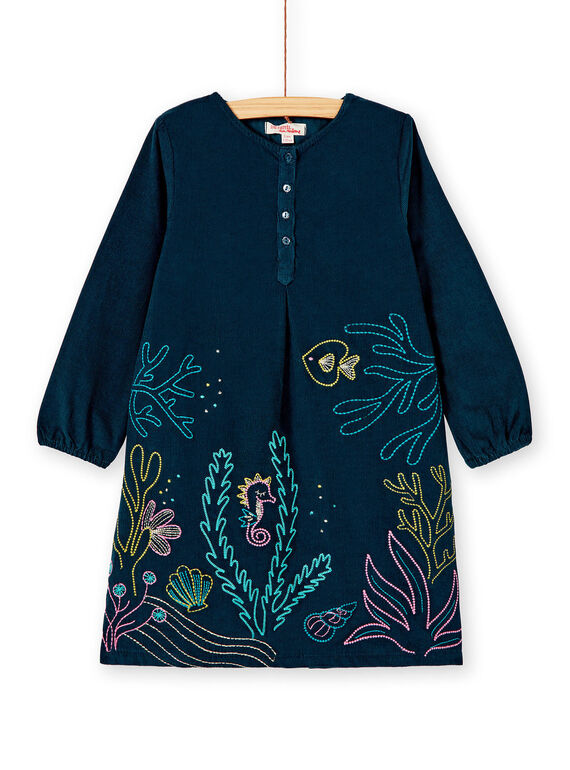 Robe en velours à manches longues, broderie algues et poisson KAECOROB3 / 20W901H2ROB714