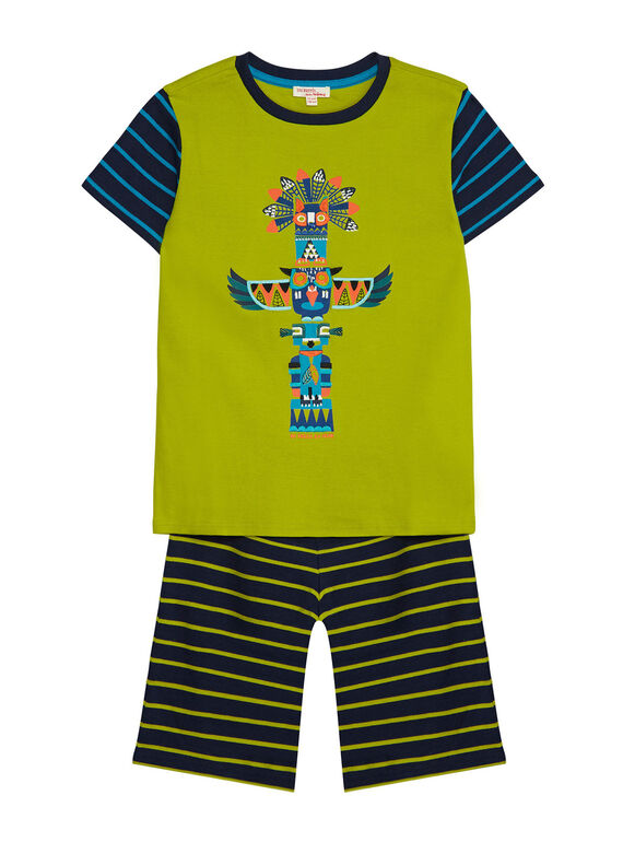 Pyjama rayé jaune en rib enfant garçon JEGOPYJTOEX / 20SH12C6PYJ605