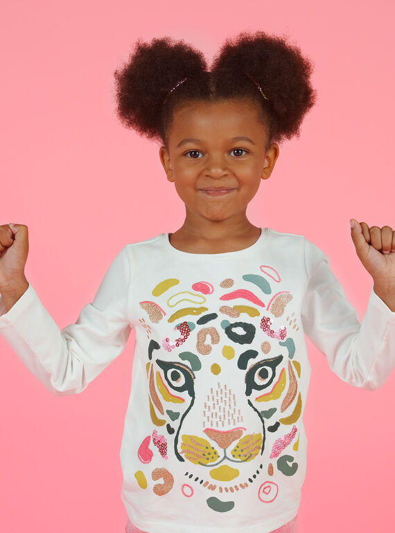 T-shirt écru et jaune enfant fille MAKATEE3 / 21W901I2TML001