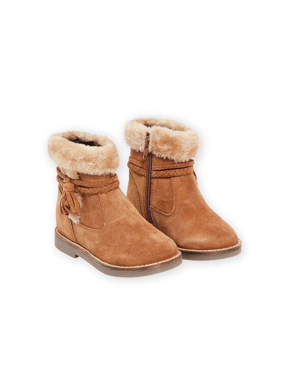 Boots en croûte de cuir avec col fourré PABOTTRESS / 22XK3591D10804