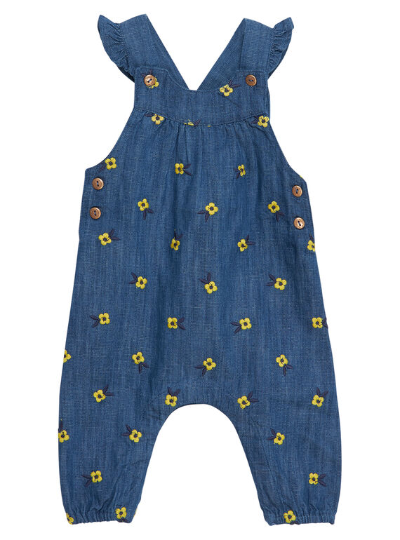 Salopette brodée en denim bébé fille JITROSAL / 20SG09F1SALP274
