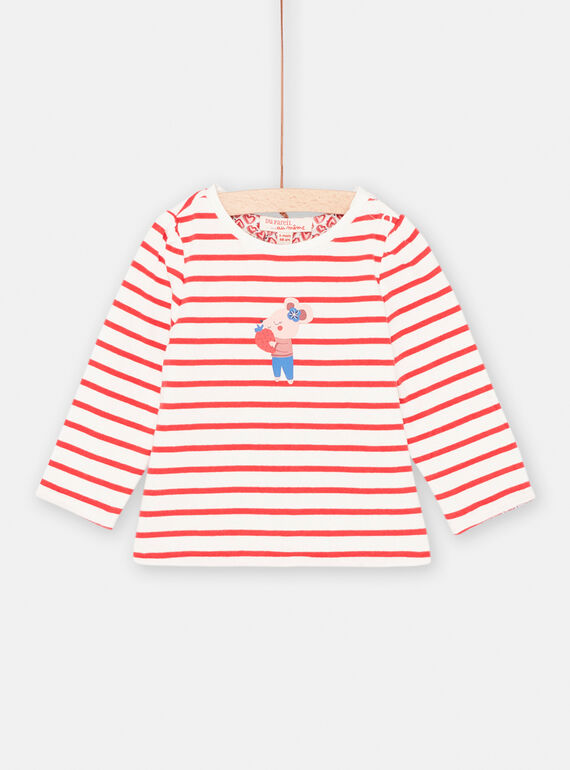 T-shirt rouge et blanc réversible bébé fille SIFORTEE / 23WG09K1TML001