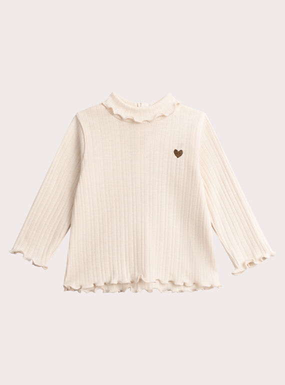 Sous-pull pêche clair pour bébé fille VIBASOUP / 24WG09Q1SPL311