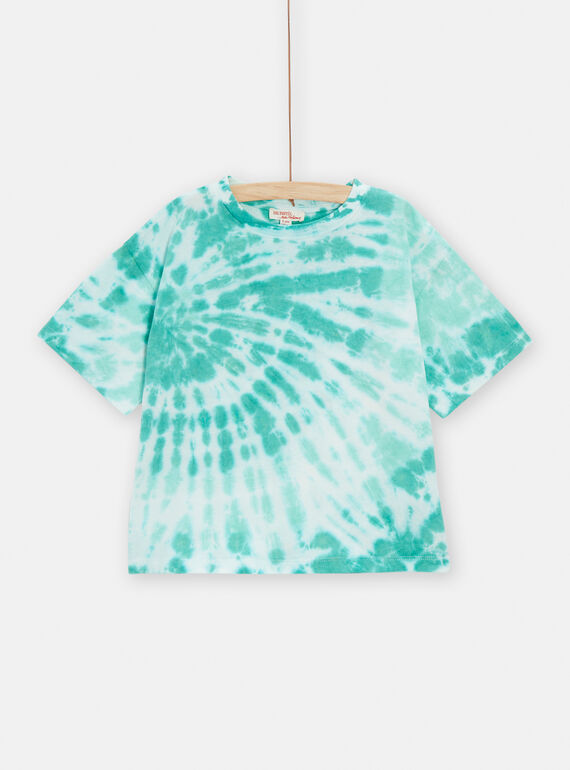 T-shirt tie and dye vert pour fille TAJOTI8 / 24S901C3TMC001