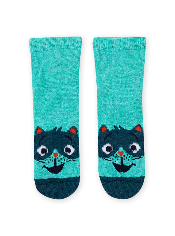 Chaussettes bleu turquoise à motif raton-laveur bébé garçon MYUJOCHOB4 / 21WI1013SOQ209