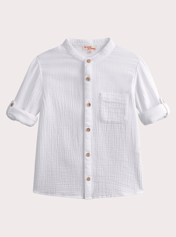 Chemise blanche manches longues en gaze de coton  WOMACHEM2 / 25S90262CHM000