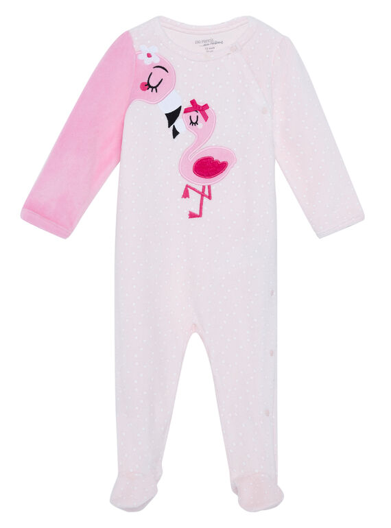 Grenouillère bébé fille en velours rose JEFIGREFLAM / 20SH13C2GRED310