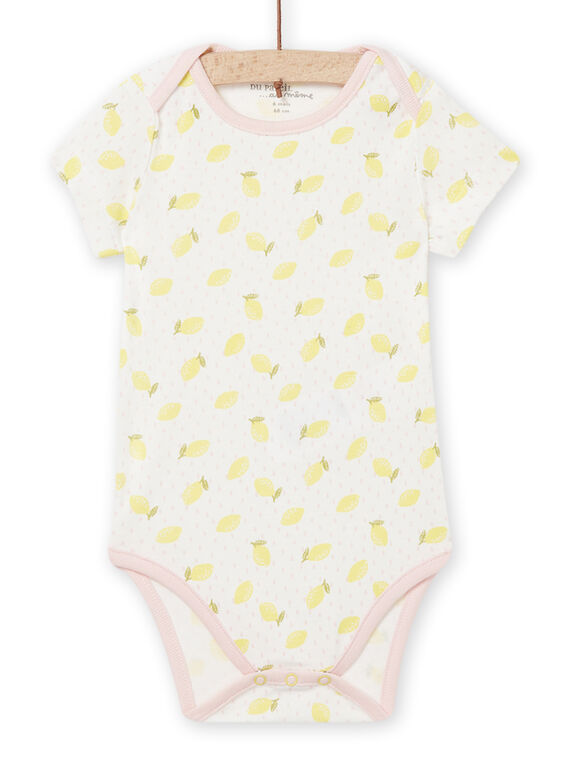 Body écru à pois et imprimé citron bébé fille NEFIBODCIT / 22SH13I8BDL001