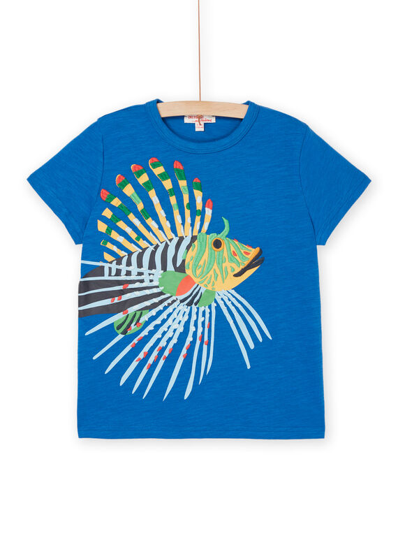 T-shirt bleu à animation poisson ROPOPTI2 / 23S902X1TMC208