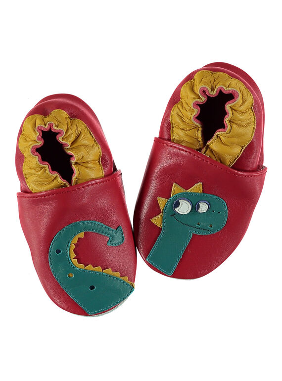 Chausson dragon cuir souple rouge bébé garçon GNGDRAGON / 19WK38Z3D3S050